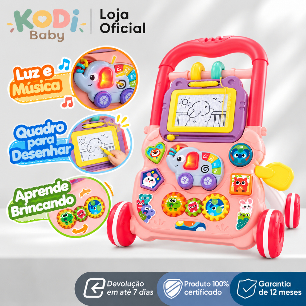 Andador Infantil P20 Musical Educativo com Luz Quadro Mágico e Rodas Ajustáveis para Bebê