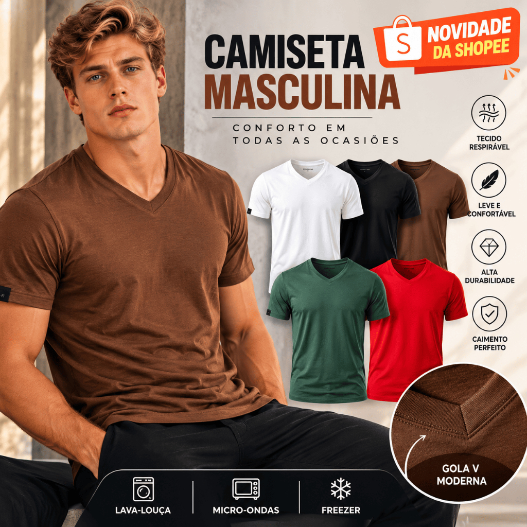 Camisa Masculina Branca Básica Blusa Masculina Estilosa Chique Camiseta Poliamida Premium Casual