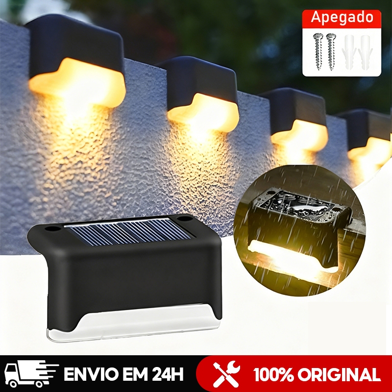 Kit Luminária Solar De Escada e Parede a Prova Dágua Para Decoração Externa De Jardim e Muro em Oferta na Shopee