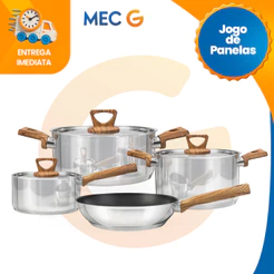 Jogo de Panela Tramontina 4 Peças Aço Inox Brilhante Pesada Indução