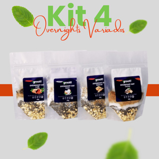 Kit Overnight 4 sabores Natural Cacau Café e Coco sem glúten e sem lactose em Oferta na Shopee