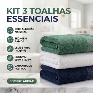 Kit 3 Toalha de Banho Spa Deluxe 100% algodão Alta Absorção 65x120cm Sortidas em Oferta na Shopee