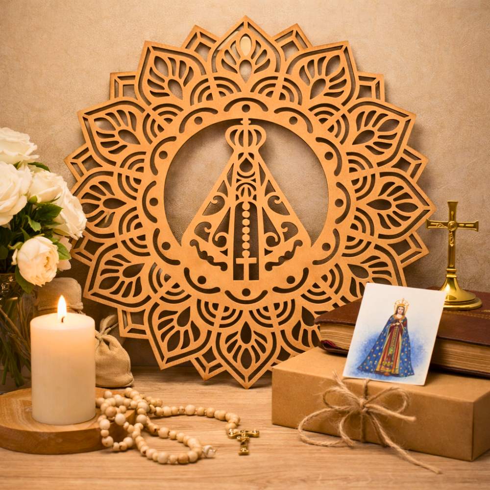 Jogo 12 Mandalas Nossa Senhora Aparecida MDF 30cm Decoração Devocional M204