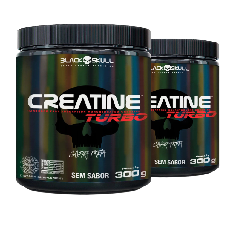 Kit 2 Creatina Black Skull Turbo 300g em Pó para Treino