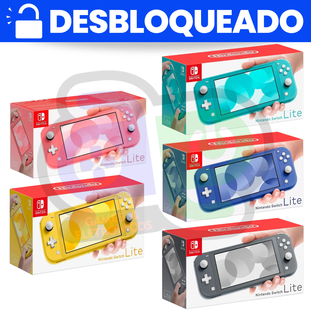 Nintendo Switch Lite Desbloqueado Novo + Cartão c/ Jogos 128gb/256gb/512gb + Garantia