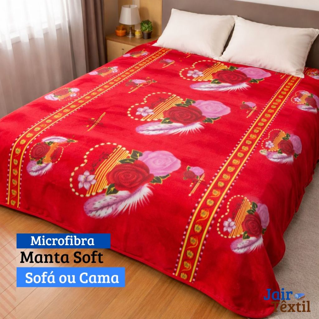 Manta Soft para Sofá ou Cama 1,80x2,00m Macia, Confortável e Aconchegante