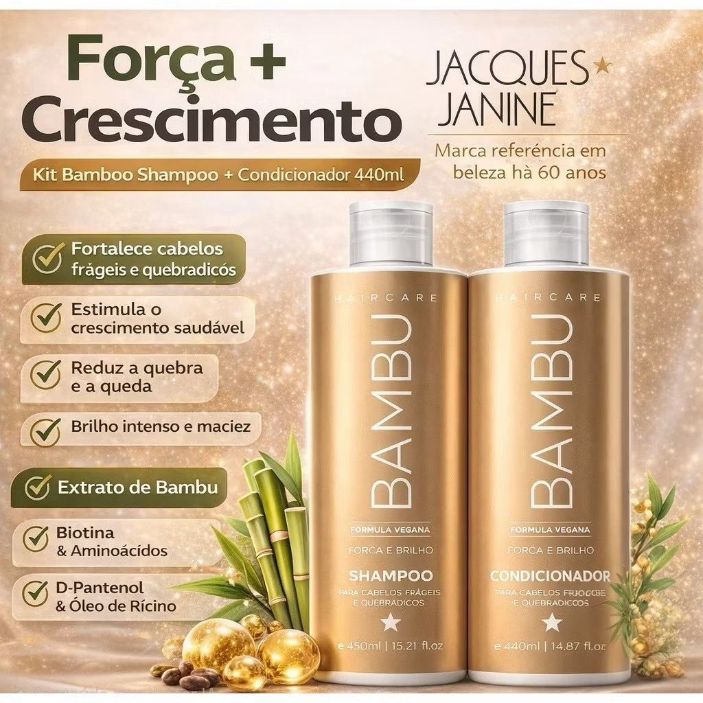 kit Jacques Janine Hair Care Bambu Shampoo 800ml E Condicionador 750ml