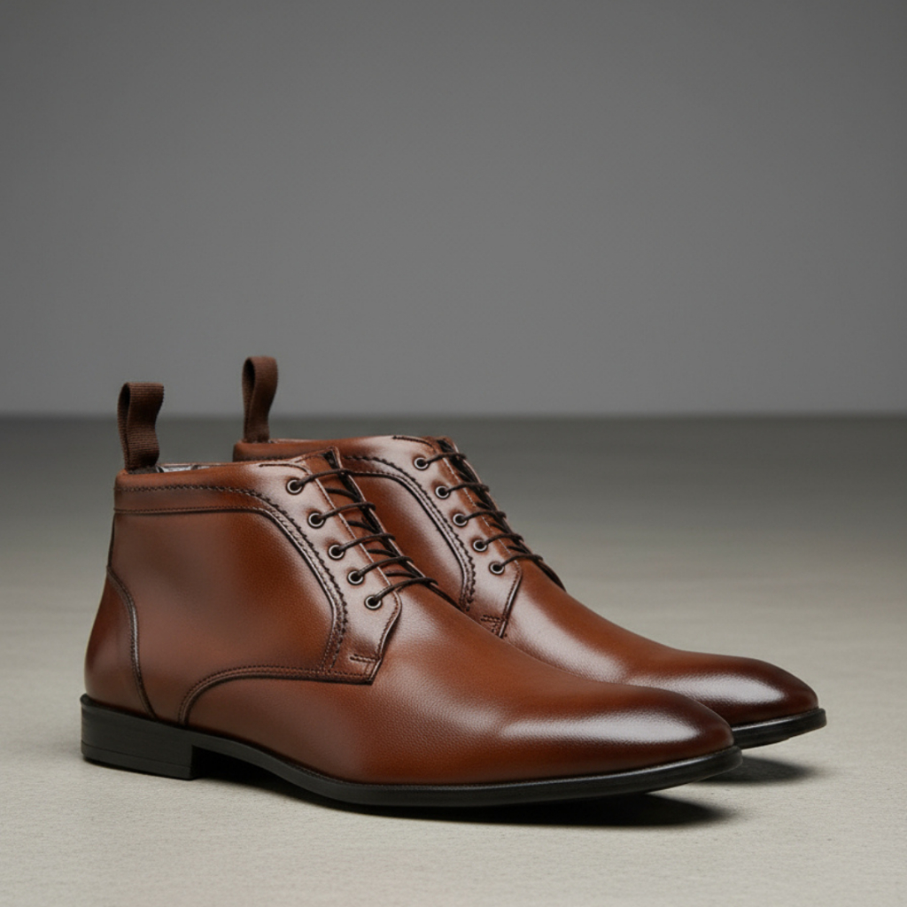 Bota Social Masculina Couro Legitimo Casual Confortável Moderna Dia a Dia Com Cadarço Ankleboot