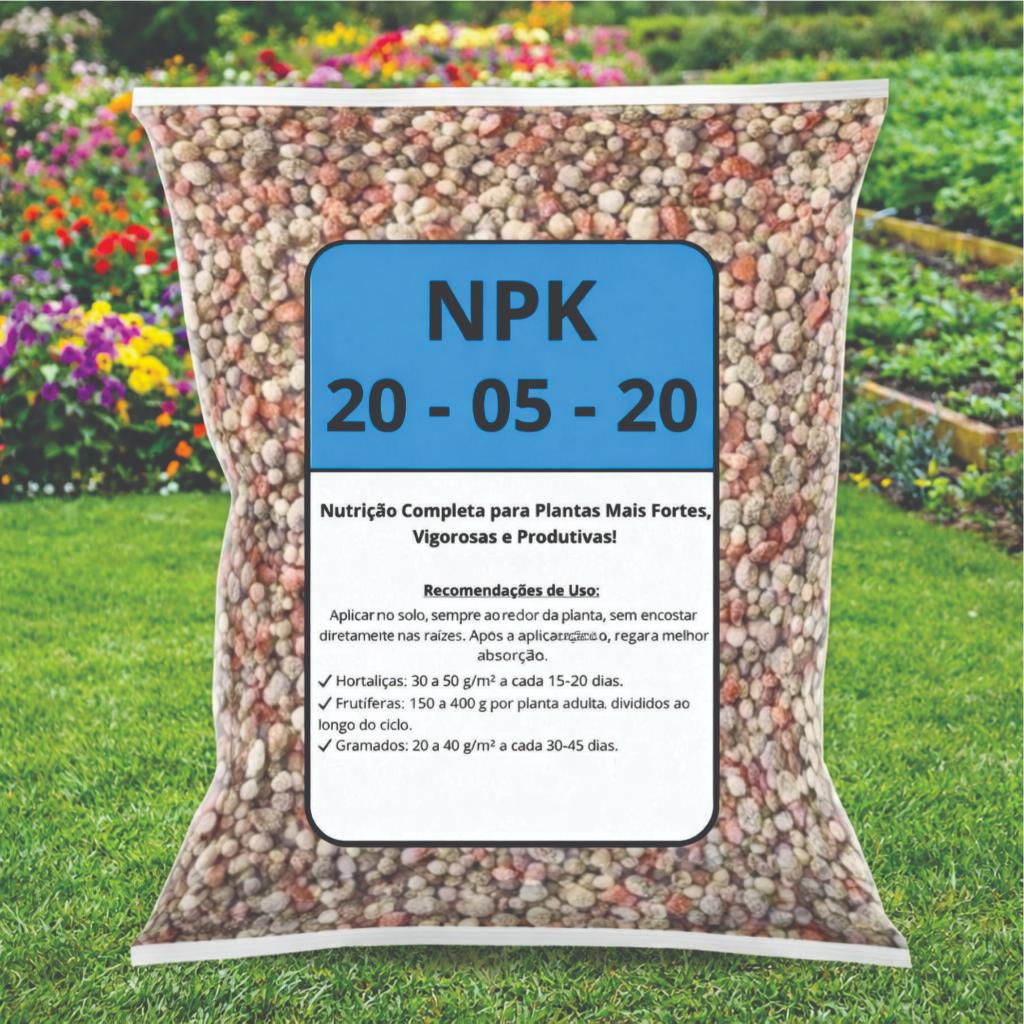 1 KG Adubo Fertilizante NPK 20-05-20 - Crescimento, Frutificação, Gramados , Hortas e Floração
