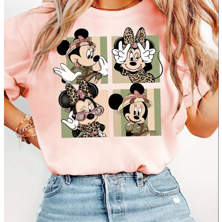Camiseta Minnie Mouse Adulto e Infantil 100% Algodão Blusa Personagem Roupa Feminina Confortável