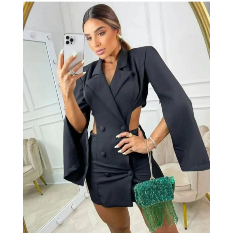 Macaquinho Blazer Feminino Alfaiataria Luxo Elegante Social Branco