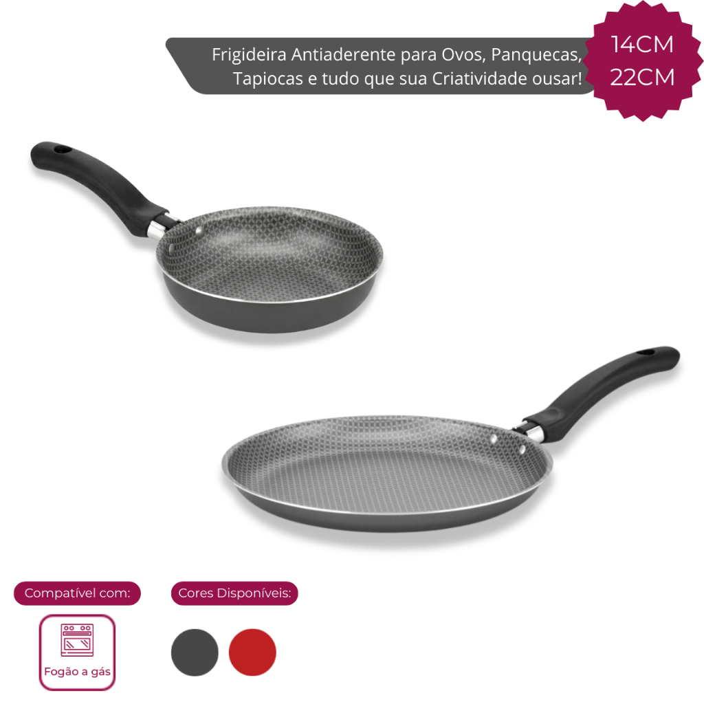 Frigideira para Tapioca e Ovo Alegrete Antiaderente – Tamanhos 14 cm e 22 cm em Oferta na Shopee