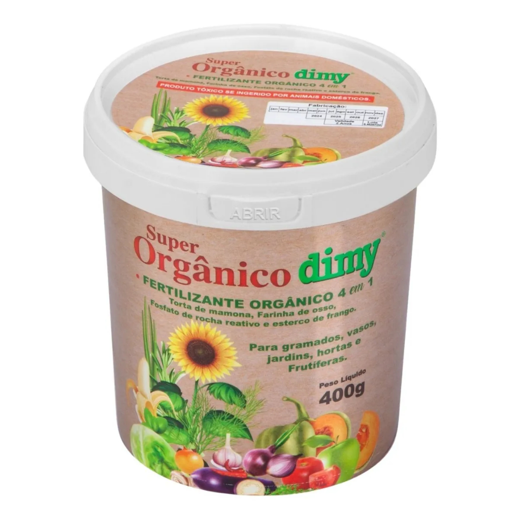 Dimy Super Orgânico 400g Adubo Natural Nutrição Completa Para Solo Rico e Plantas Fortes