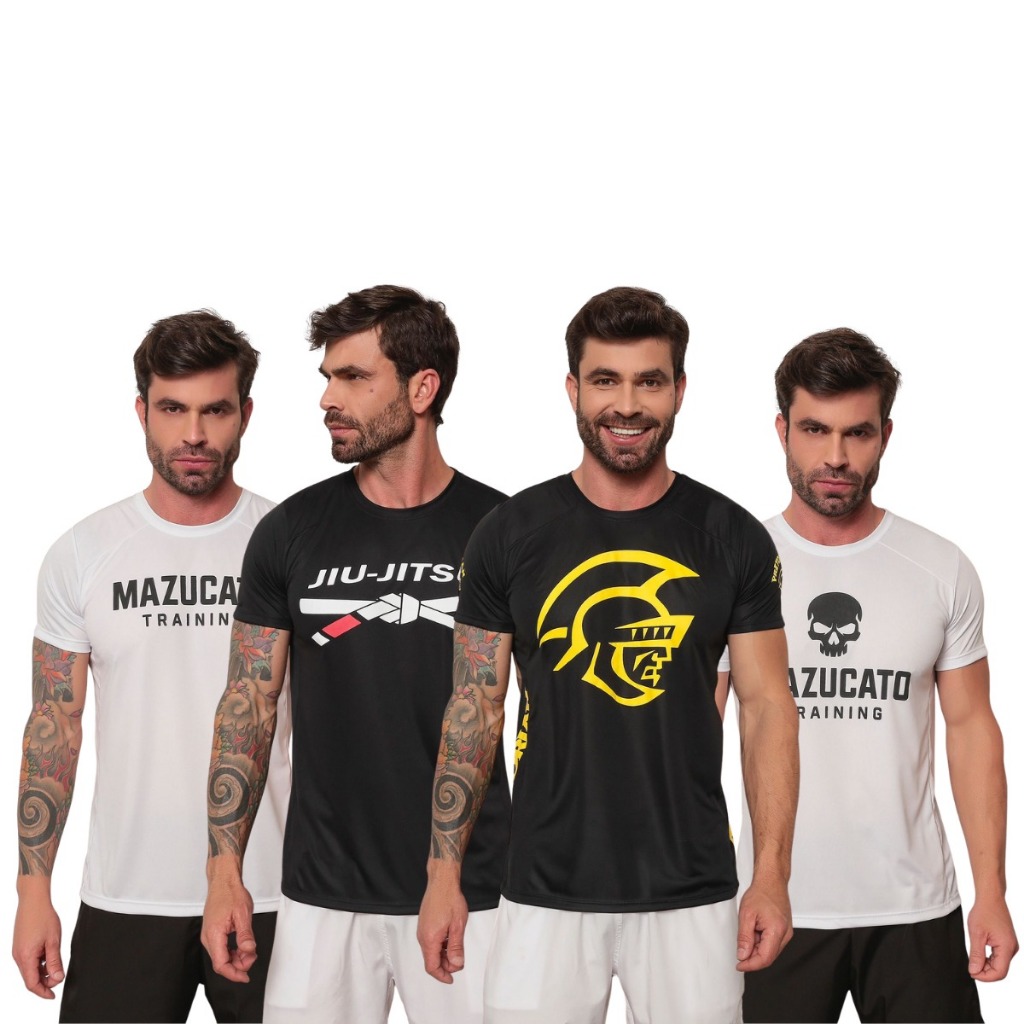 Kit 4 Camiseta Dry Masculina Manga Curta Fitness Academia Corrida CrossFit Poliester Premium