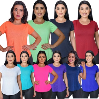 Kit 10 Blusas Feminina Dry Fit 100% Poliamida Academia Treino Fitness em Oferta na Shopee