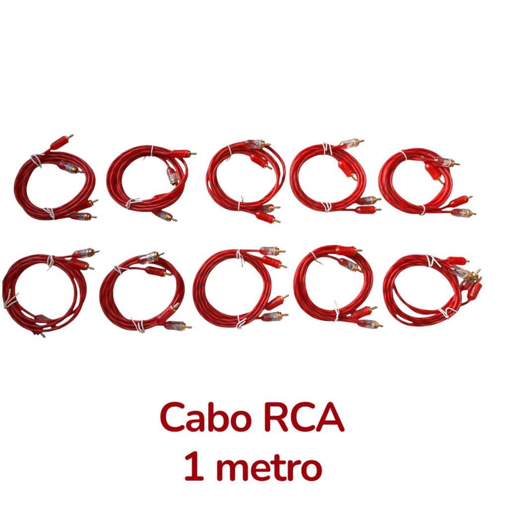 KIT 10 CABO RCA CRISTAL MATTE 1M E-TECH INJETADO PARA SOM AUTOMOTIVO