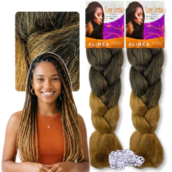 Kit Cabelo Jumbão Jumbo Tranças Box Braid Alinea Cherey + Anéis