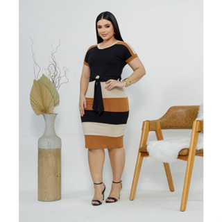 Vestido Midi Elegante com Amarração em malha – Super Estiloso em Oferta na Shopee