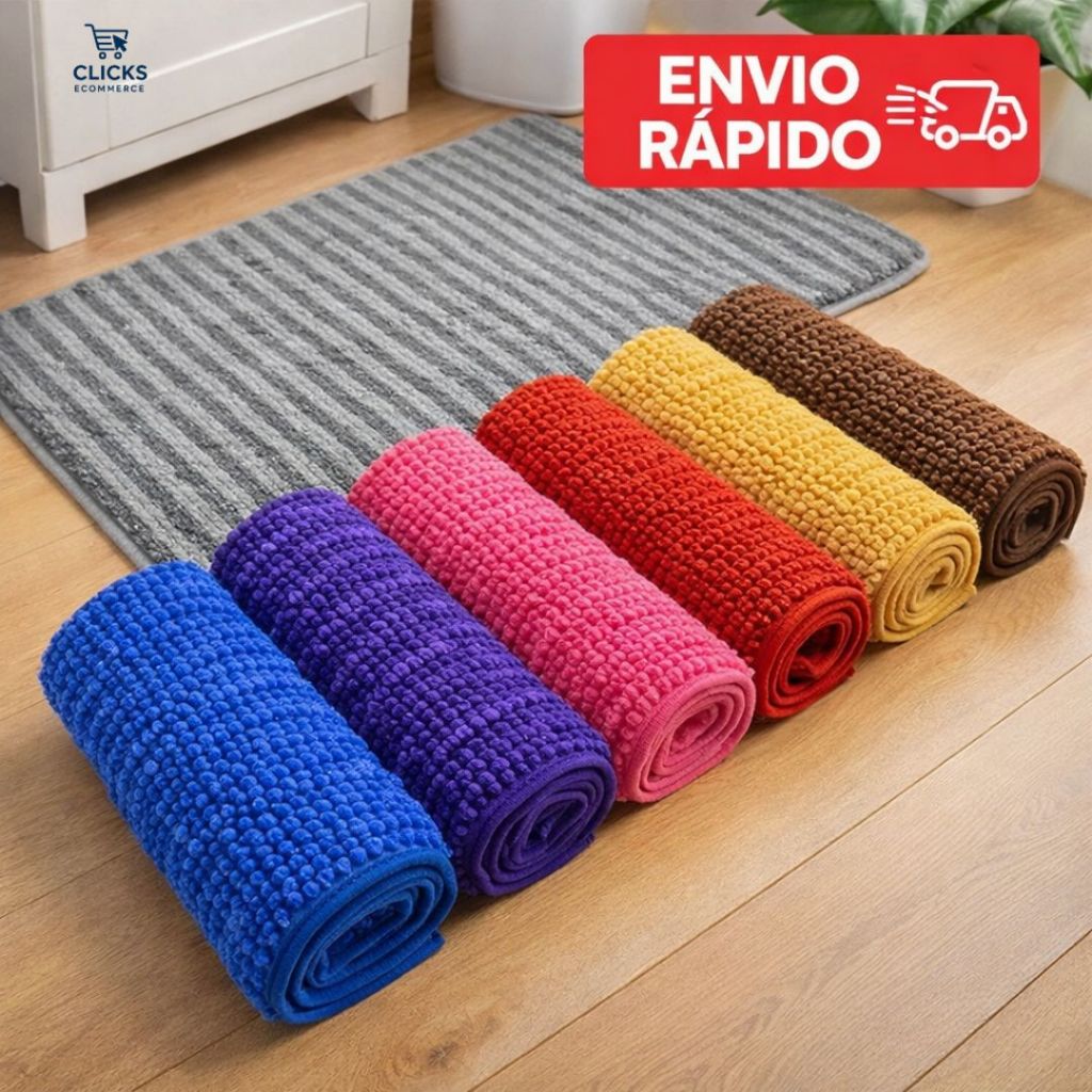 Tapete de Banheiro Antiderrapante Bolinha Macarrão Várias Cores
