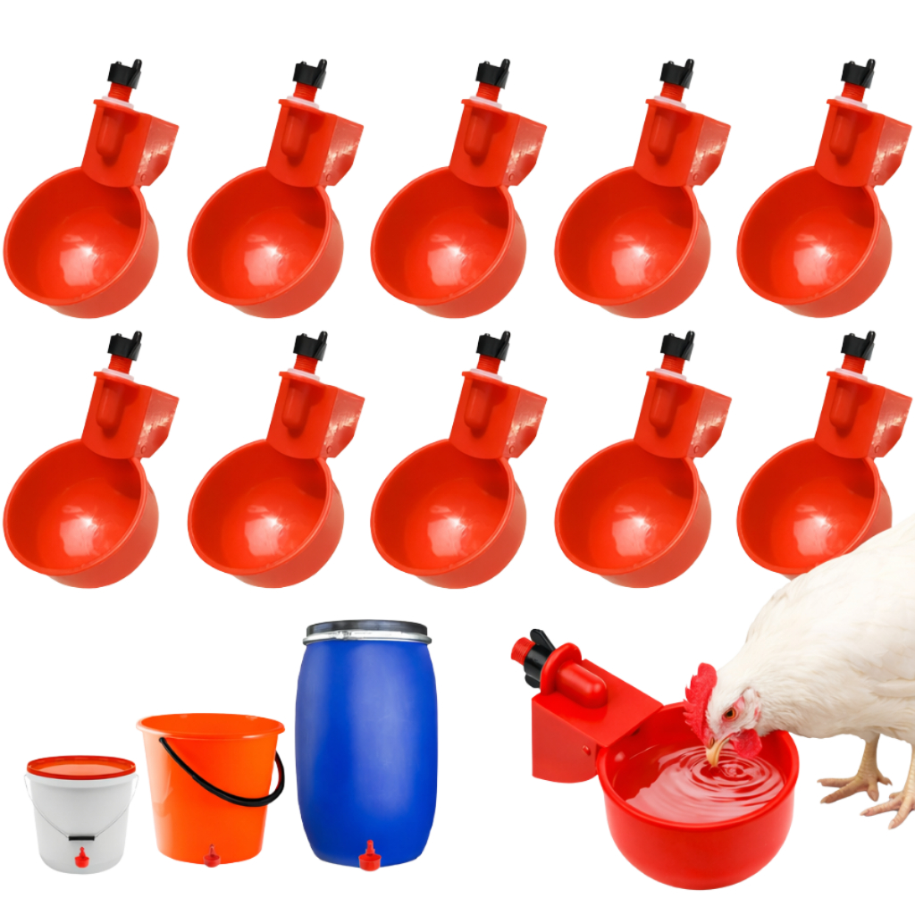 Bebedouro Automático Para Aves Copinho Vermelho Galinha Codorna Frango Pato Kit 2/4/6/8/10