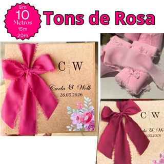 10m Fita Chiffon Rosa Artesanal Rústica Desfiada para casamentos, caixas padrinhos, festas em Oferta na Shopee