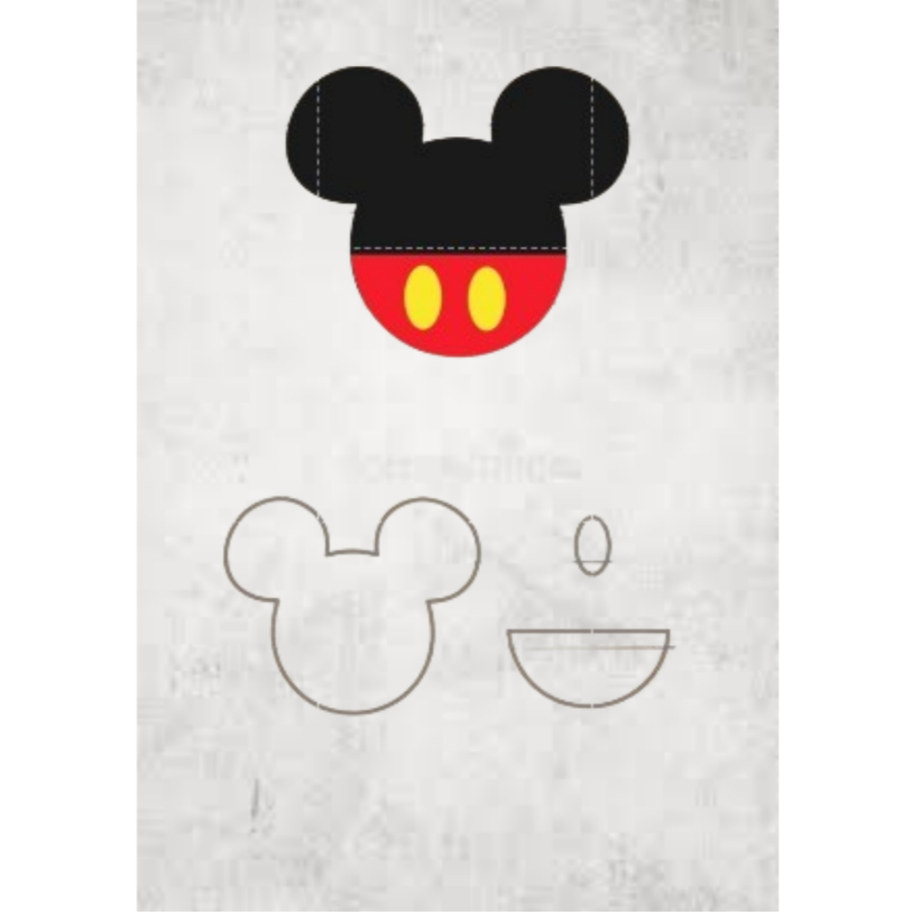 cortador cabeça mickey com shorte