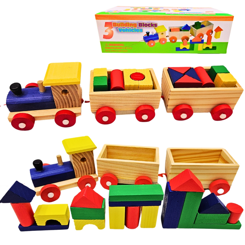 Trenzinho Brinquedo Trem de Madeira Educativo C/Peças Pedagógico Montessori C/Caixa Presente Criança