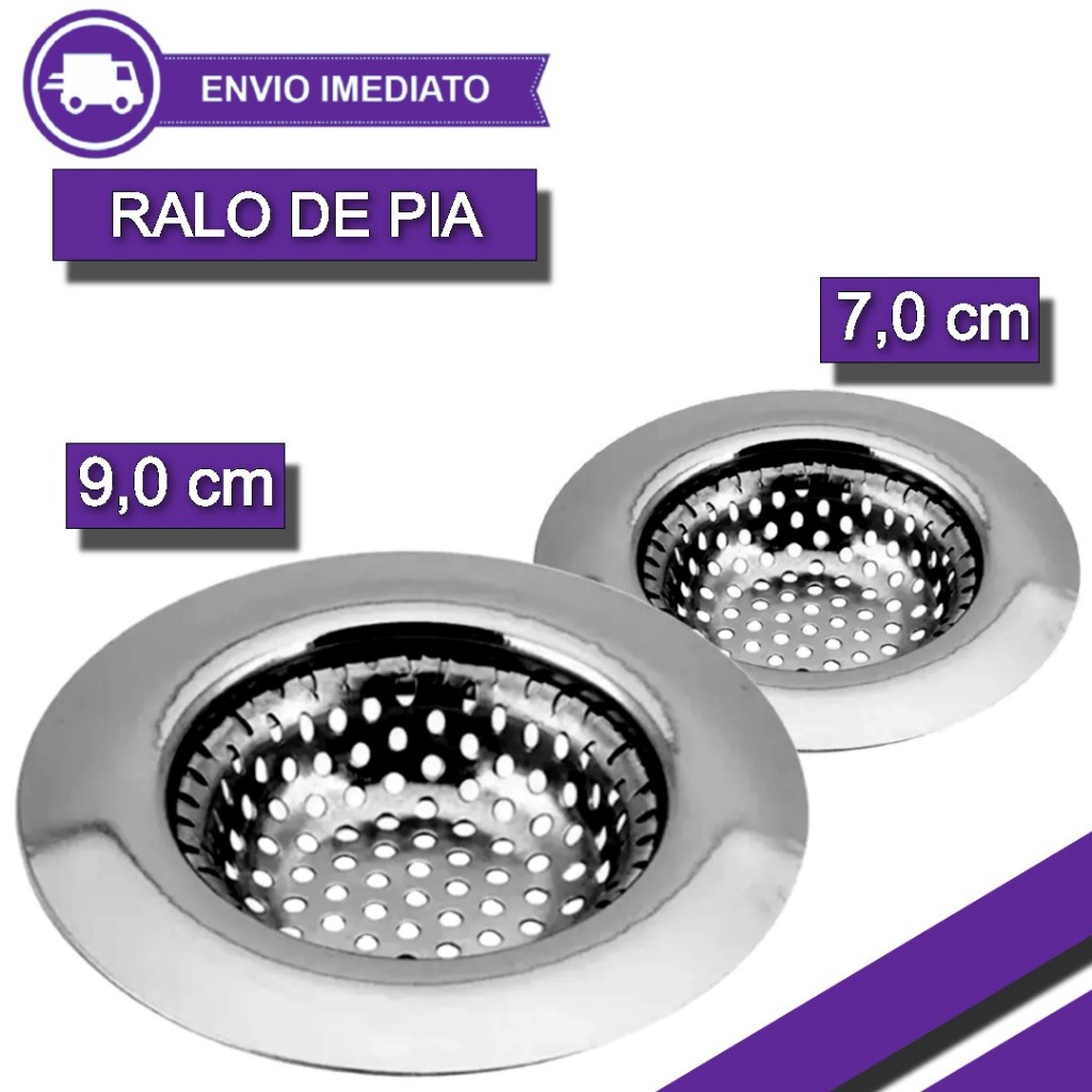 Ralo de Pia com Borda e Com Filtro em Inox com Diferentes Medidas para Cozinha para Evitar Sujeira