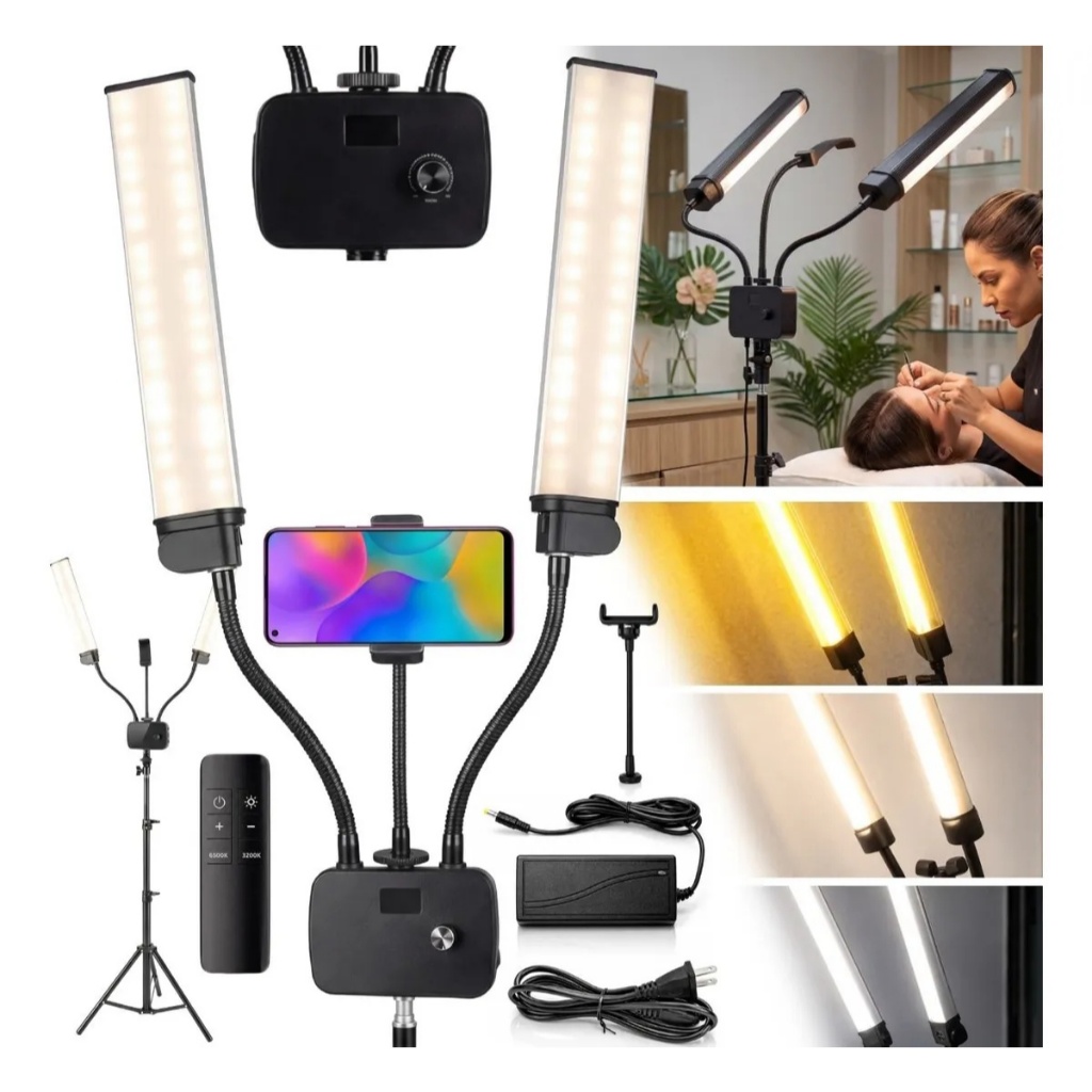 Ring Light Led Braço Duplo Articulado 45w + Tripé + Bolsa 127/220v Preto Branco Frio,branco Quente, Neutro
