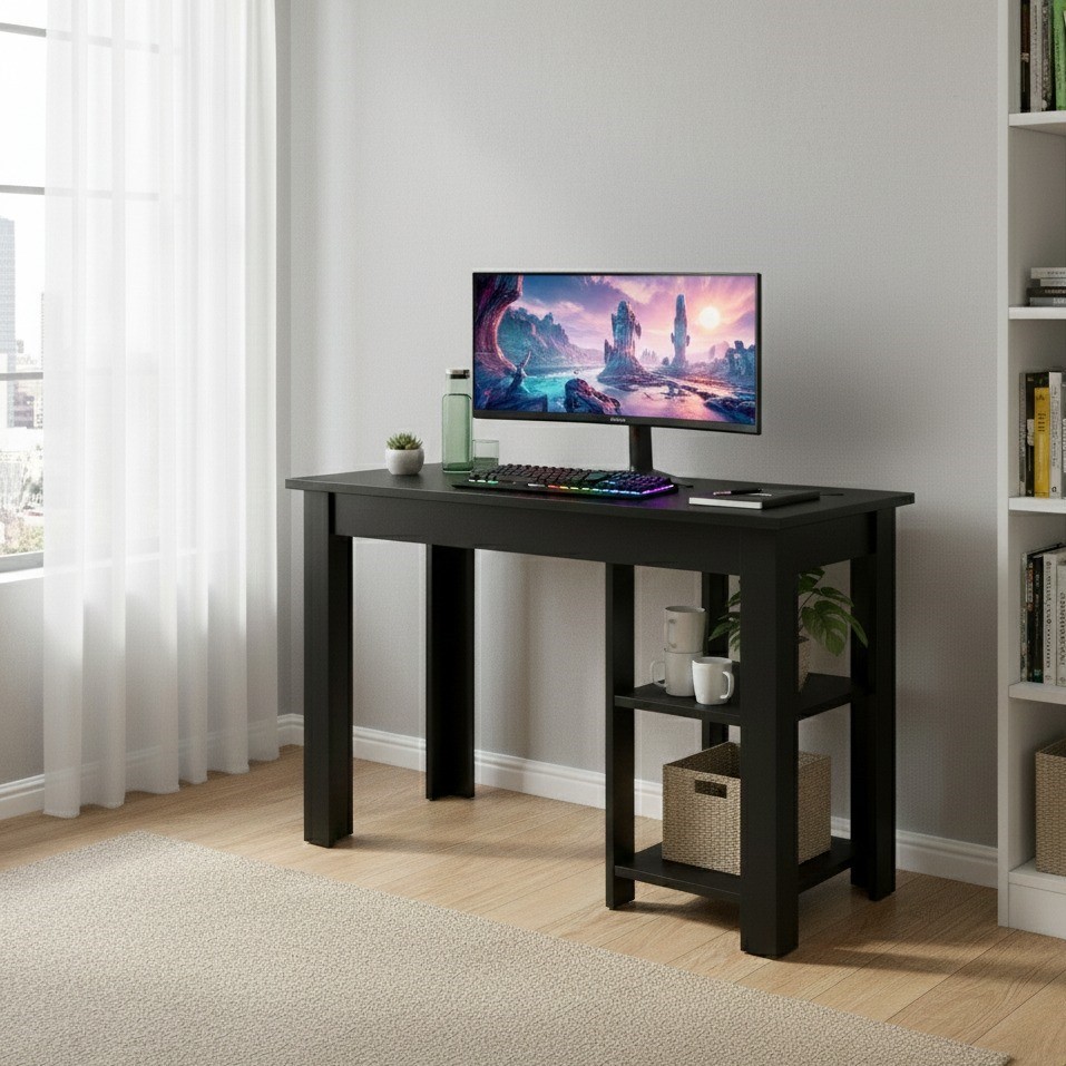 Mesa Multiuso Industrial com 2 Prateleiras organizadoras - Ideal para Escritório/Home Office