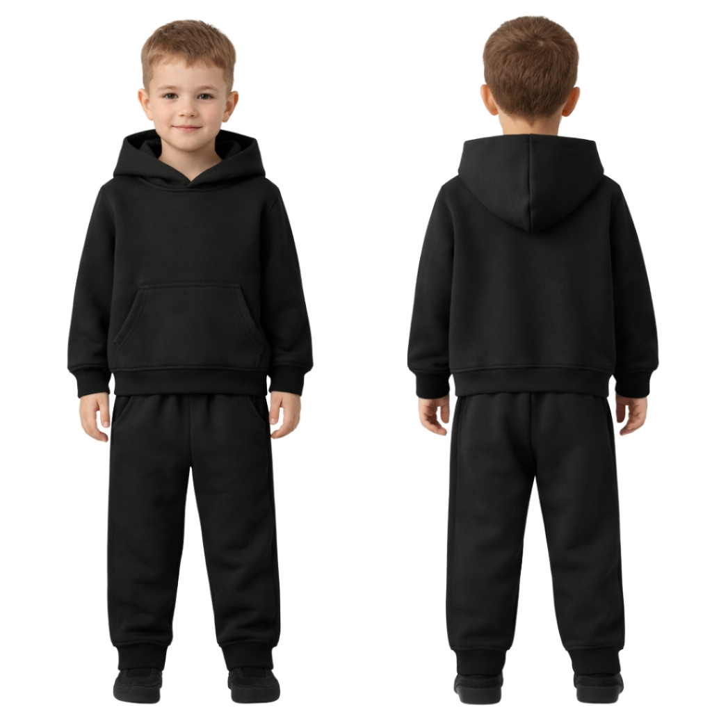Conjunto Moletom Canguru com Bolso Capuz Liso Infantil Juvenil 2 ao 16 Blusa de Frio Flanelado Unissex