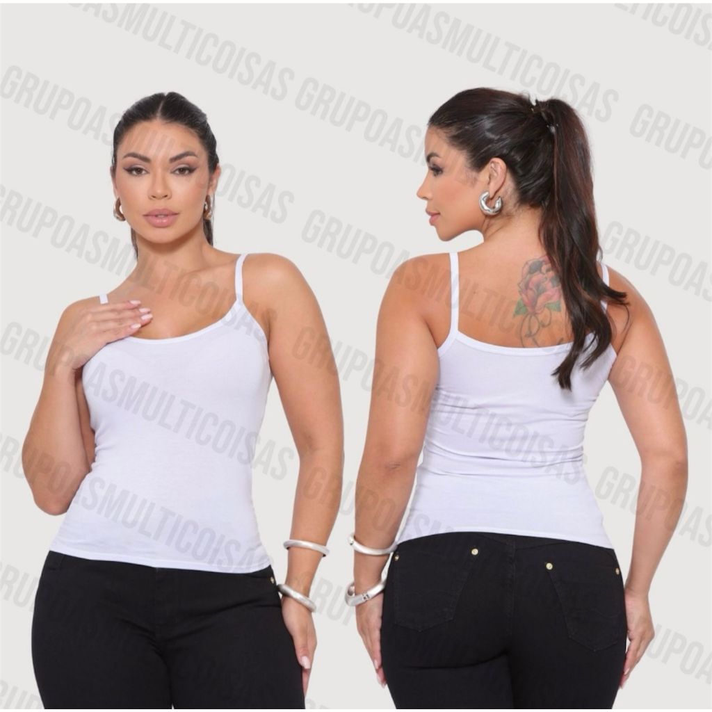 REGATINHA REGATA FEMININA FEMININA BASICA CASUAL 96% ALGODÃO 4% ELASTANO BASICA VARIAS CORES BLUSA DE ALÇA FINA LISA