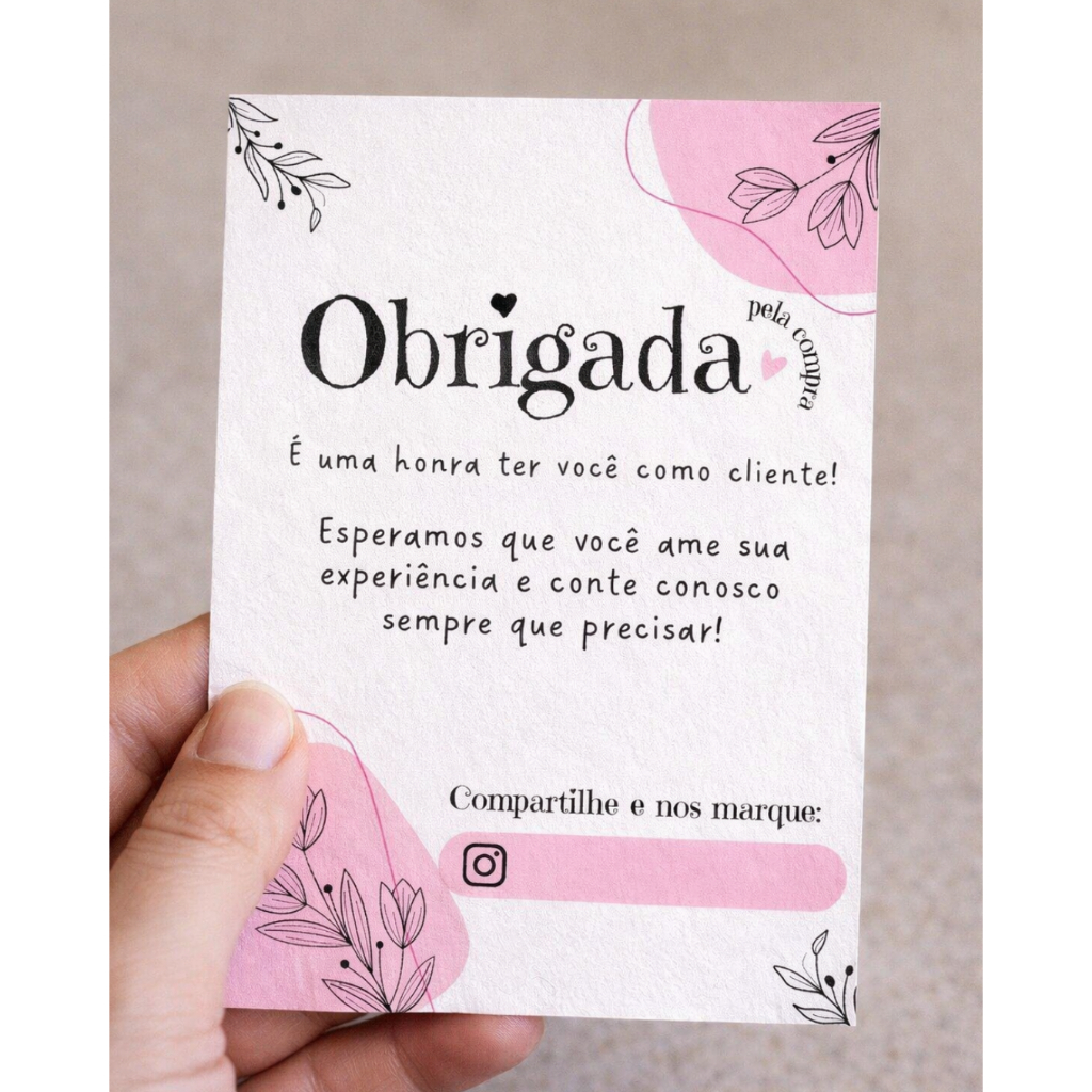Cartão de Agradecimento para Loja 10x7cm | Papel Couchê 90g | Frente Colorida | Para Envio de Pedidos em Oferta na Shopee