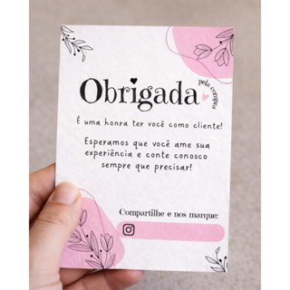 Cartão de Agradecimento para Loja 10x7cm | Papel Couchê 90g | Frente Colorida | Para Envio de Pedidos em Oferta na Shopee