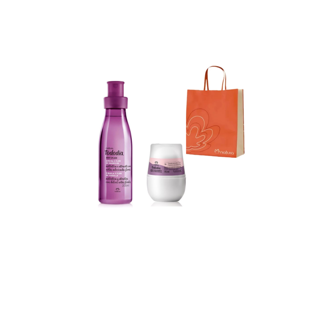 Body Splash Tododia Ameixa E Flor De Baunilha+ Rollon Natura Ameixa E Baunilha