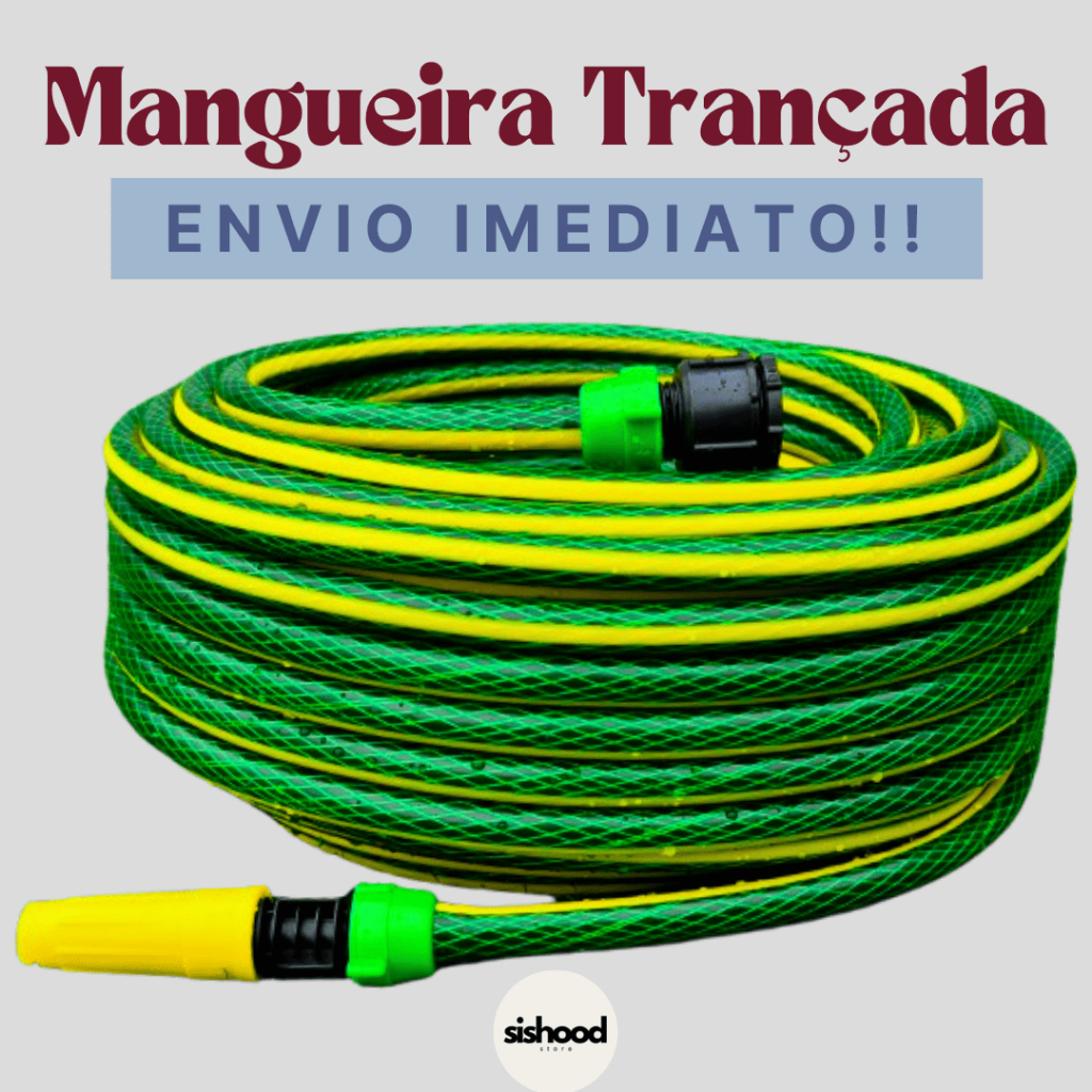 Mangueira de Jardim Trançada 3 camadas de 5m a 30m + Bico esguicho + Engate de torneira