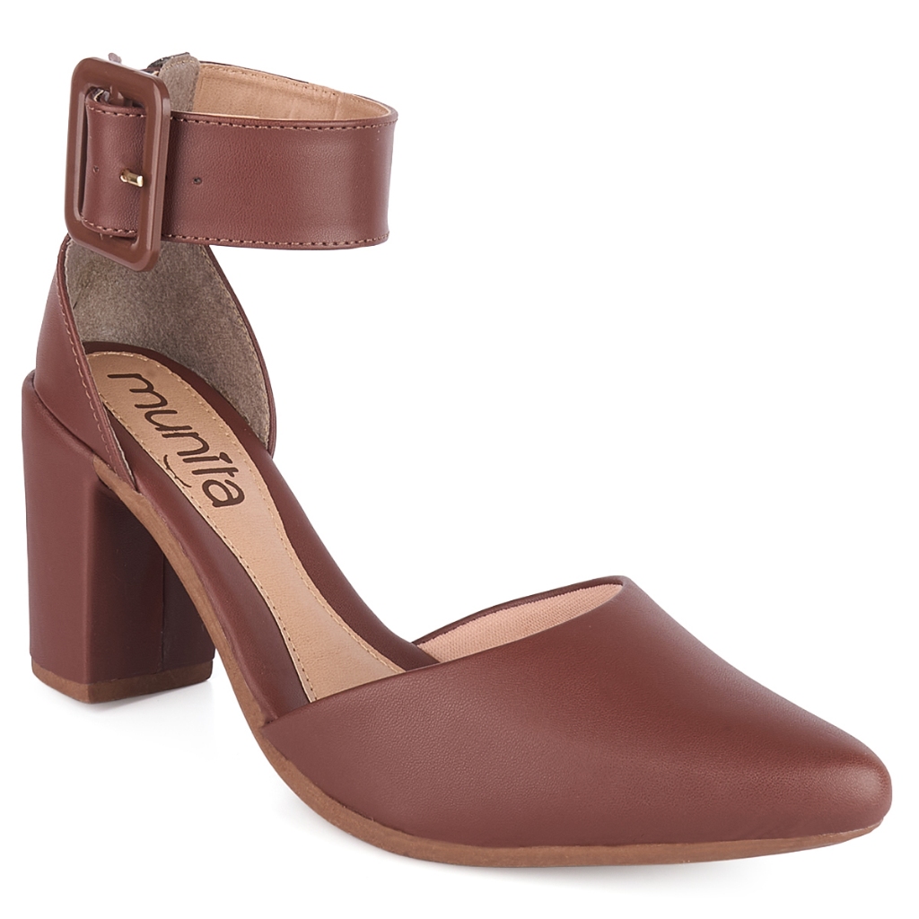 Salto Alto Grosso Feminino Scarpin Meia Pata Social Confort Munita em Oferta na Shopee