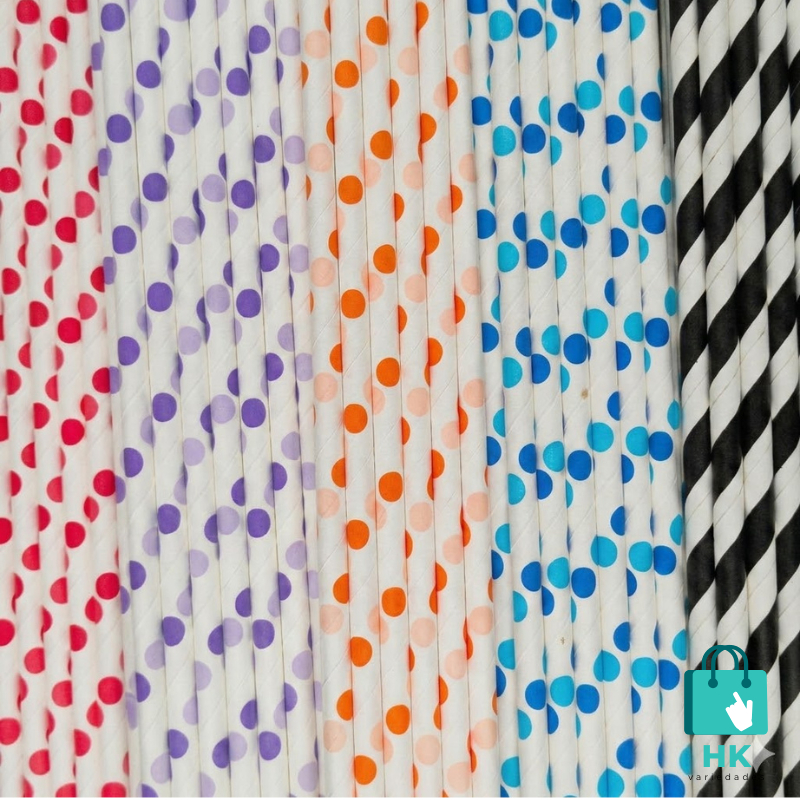 Kit Canudo Colorido Papel Grosso Biodegradável | Drinks, Festa, Bolo em Oferta na Shopee