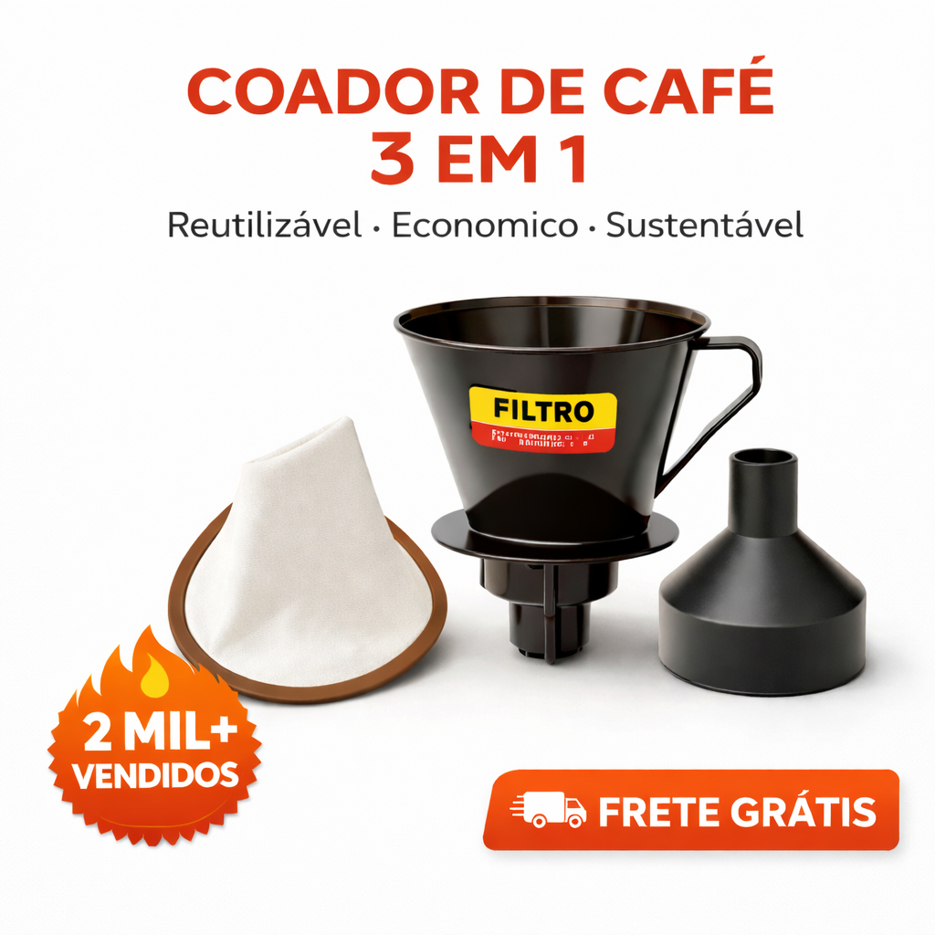 Coador de Café 103 Reutilizável 3 em 1 com Porta Filtro e Adaptador Universal – Econômico e Sustentável em Oferta na Shopee