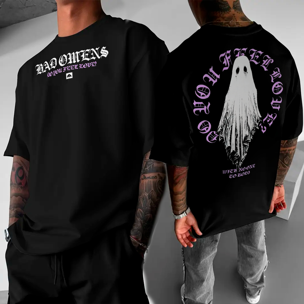 Camiseta Básica e Oversized Unissex Algodão Banda Rock Bad Omens Metalcore Ghost Do You Feel Love