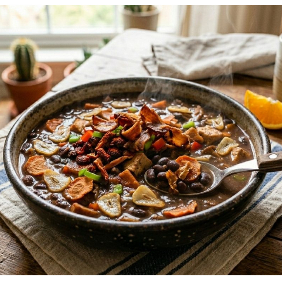 🍛 Feijoada Vegana Premium - Com Alho Laminado, Bacon de Soja e e Almôndegas Vegetais