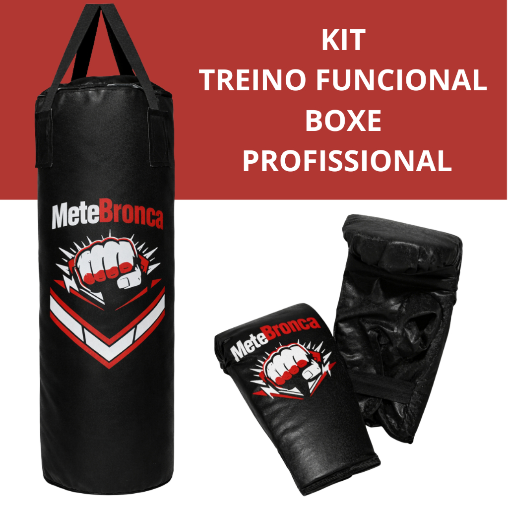Kit Saco de pancada Boxe 72cm + 1 par de luvas Mete Bronca