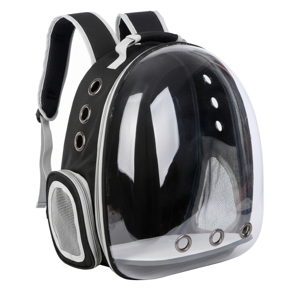 Imagem Mochila Bolsa Pets até 5kg Visão Panorâmica Astronauta Cachorro Gato Tecido Oxford Acrílico 3D ventilada