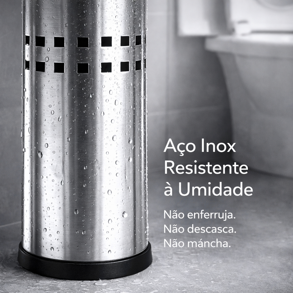 Escova Sanitária Inox com Suporte Aço Inoxidável Ventilado Antiferrugem Banheiro — imagem 2 de 2