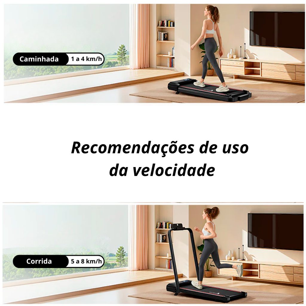 Esteira Ergometrica Elétrica Fitness 120kg 2.0HP Dobrável Portátil Com Suporte Balança E Controle · foto 2