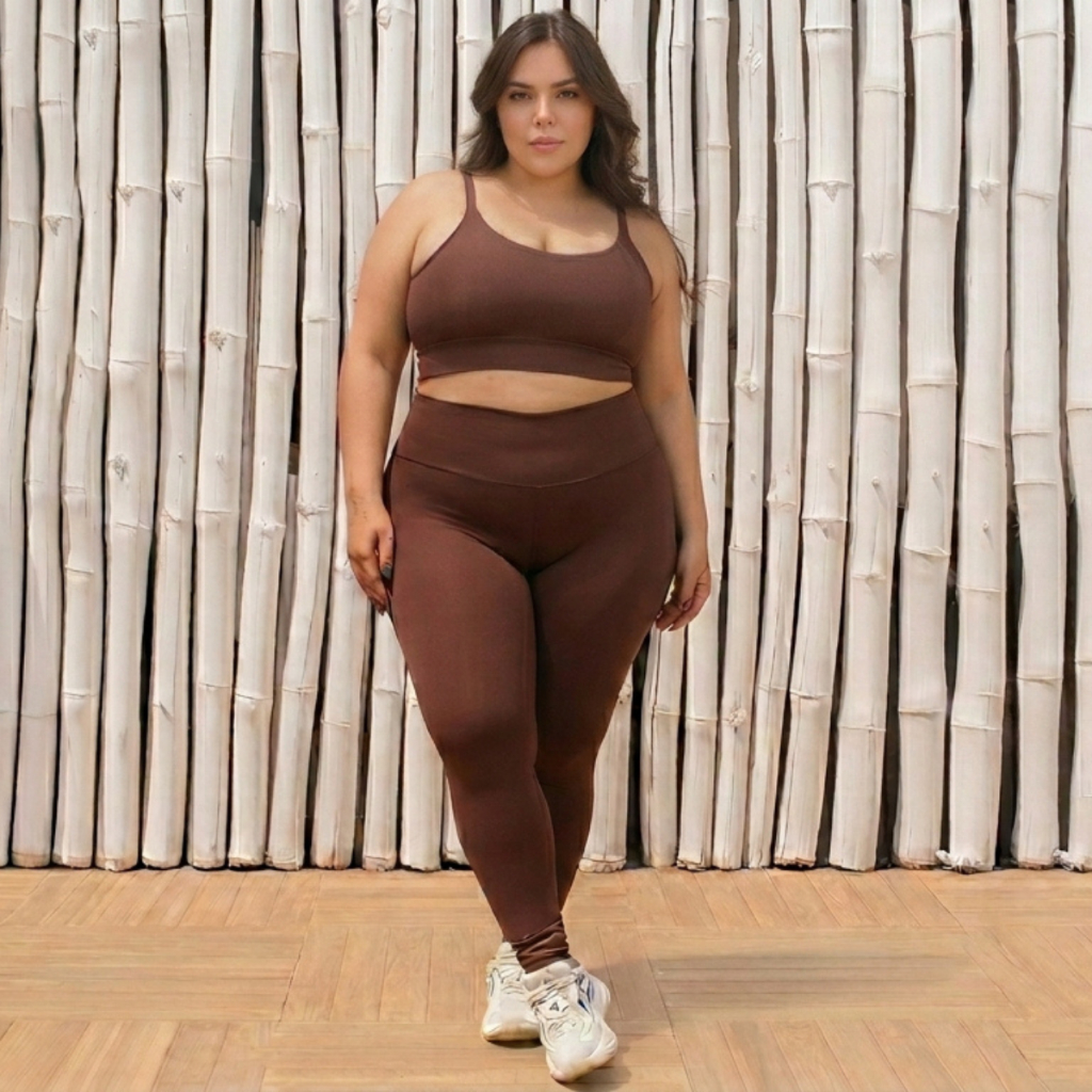 Conjunto Academia Feminino Plus Size Zero transparência Poliamida Top alta sustentação leg cós alto em Oferta na Shopee