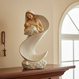 Imagem Maria e Jesus Resina Importada Mãe Rainha Presente Dia Das Mães em Oferta na Shopee