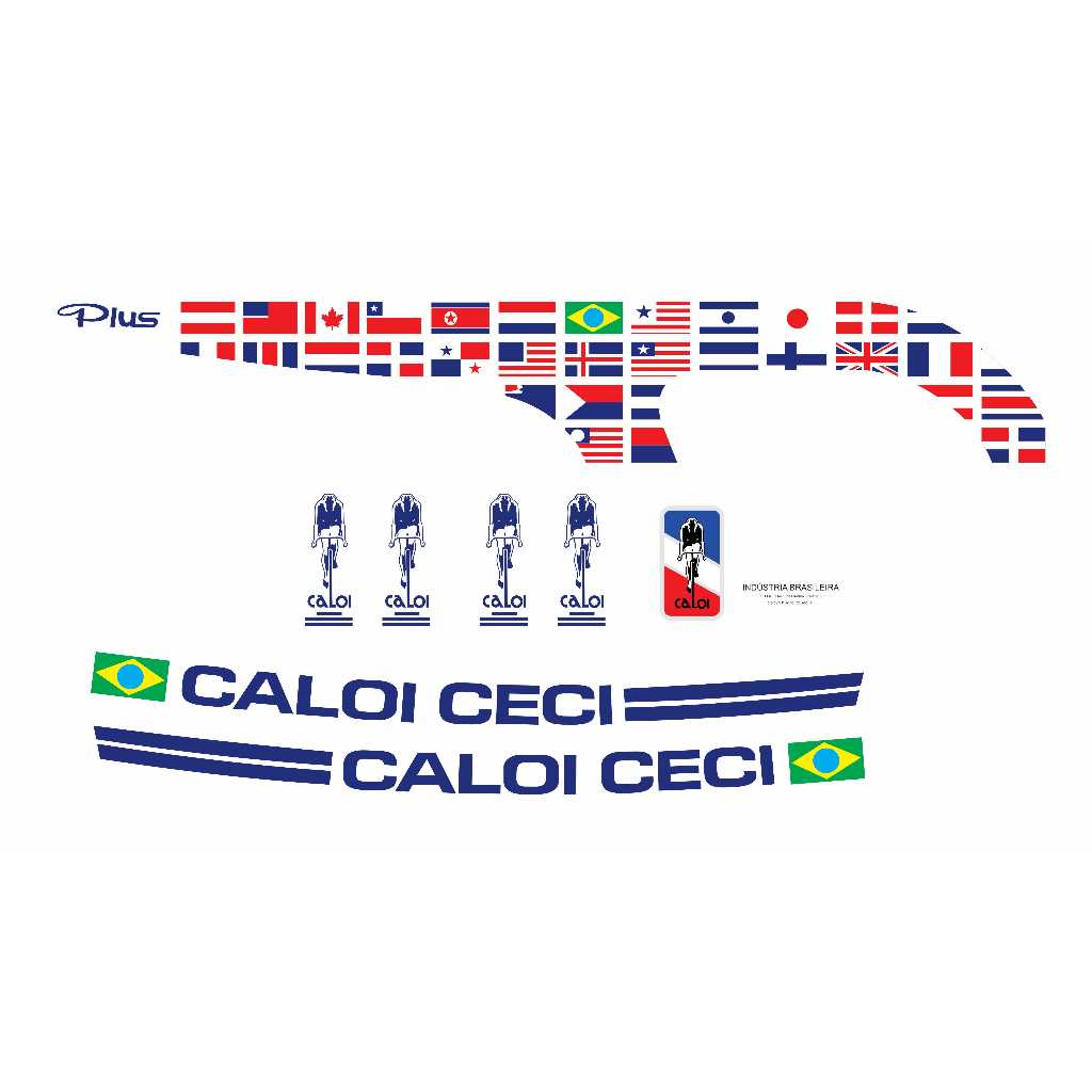 Adesivos Bicicleta Caloi Ceci Plus Bandeiras