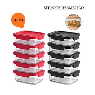 Kit Potes Herméticos Marmita de Vidro 640ml 5 a 10 Unidades em Oferta na Shopee