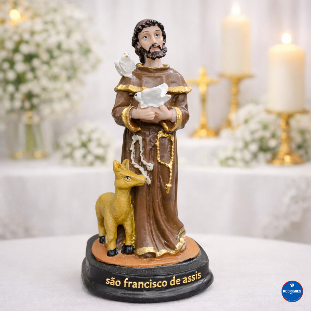 Imagem Estatueta De São Francisco De Assis Resina 15 Cm em Oferta na Shopee